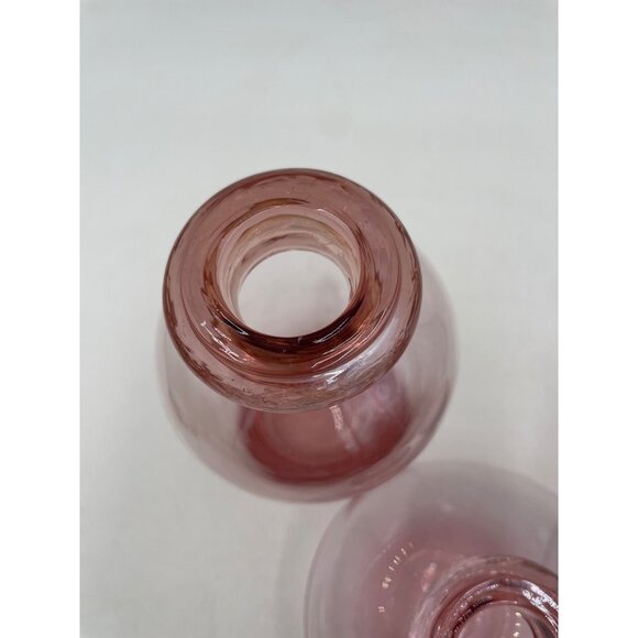 Vintage Pink Glass Decanter Set Stoppers & Vase Art Glass - Picture 3 of 14